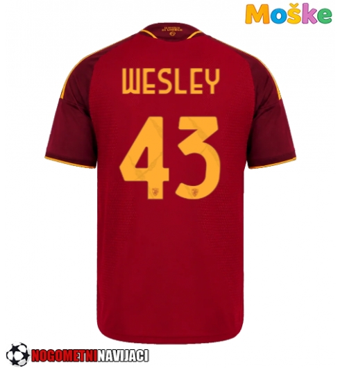 Moške Nogometnih dresov AS Roma Wesley Franca #43 Domači 2026-27 Kratki rokavi Moške Nogometnih dresov AS Roma Wesley Franca #43 Domači 2026-27 Kratki rokavi